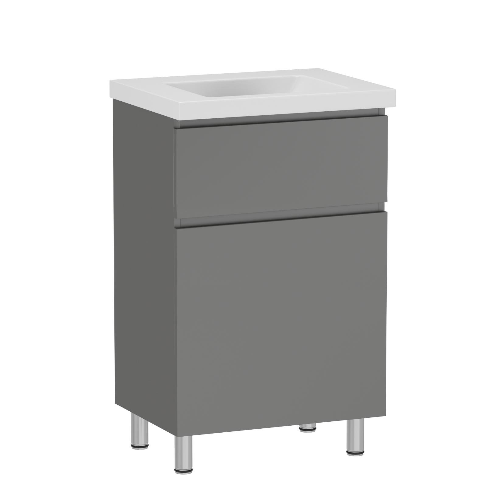 Тумба с умывальником RJ FLORA RJFU073-0160GRSET RJFU073-0160GR+K116-011 60x75x44,2 см (229518)