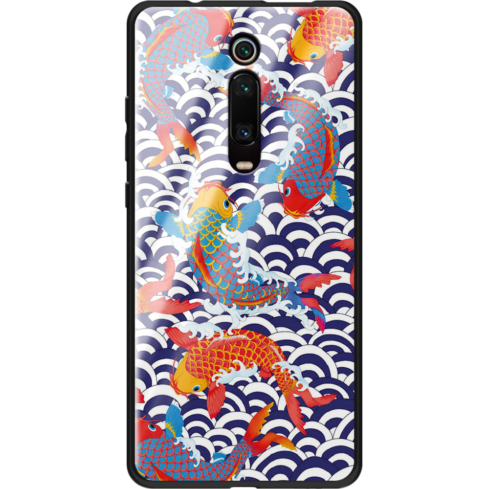 Чехол BoxFace Xiaomi Mi 9T / Mi 9T Pro Koi Fish Черный силикон со стеклом (37376-up2477-37743)