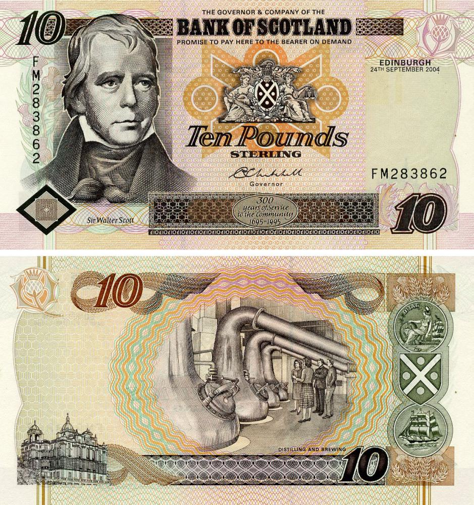 Банкнота колекційна Шотландія 10 фунтів 2004 AU-UNC (P120e)