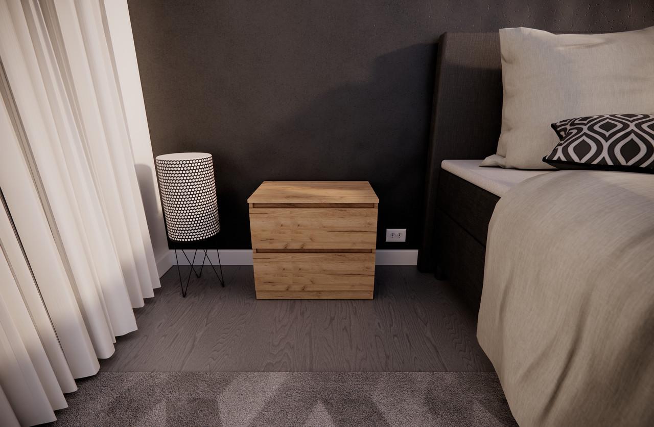 Тумба приліжкова MEBEX на 2 шухляди 60х40х54,4 см Дуб Крафт (VS2B600DC) - фото 3 Тумба приліжкова MEBEX на 2 шухляди 60х40х54,4 см Дуб Крафт (VS2B600DC) - фото 3