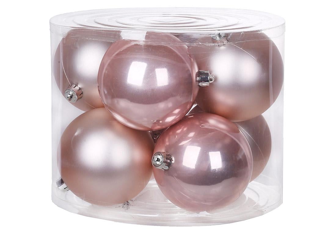 Набор елочных шаров 8 шт. Розовый (47/083)
