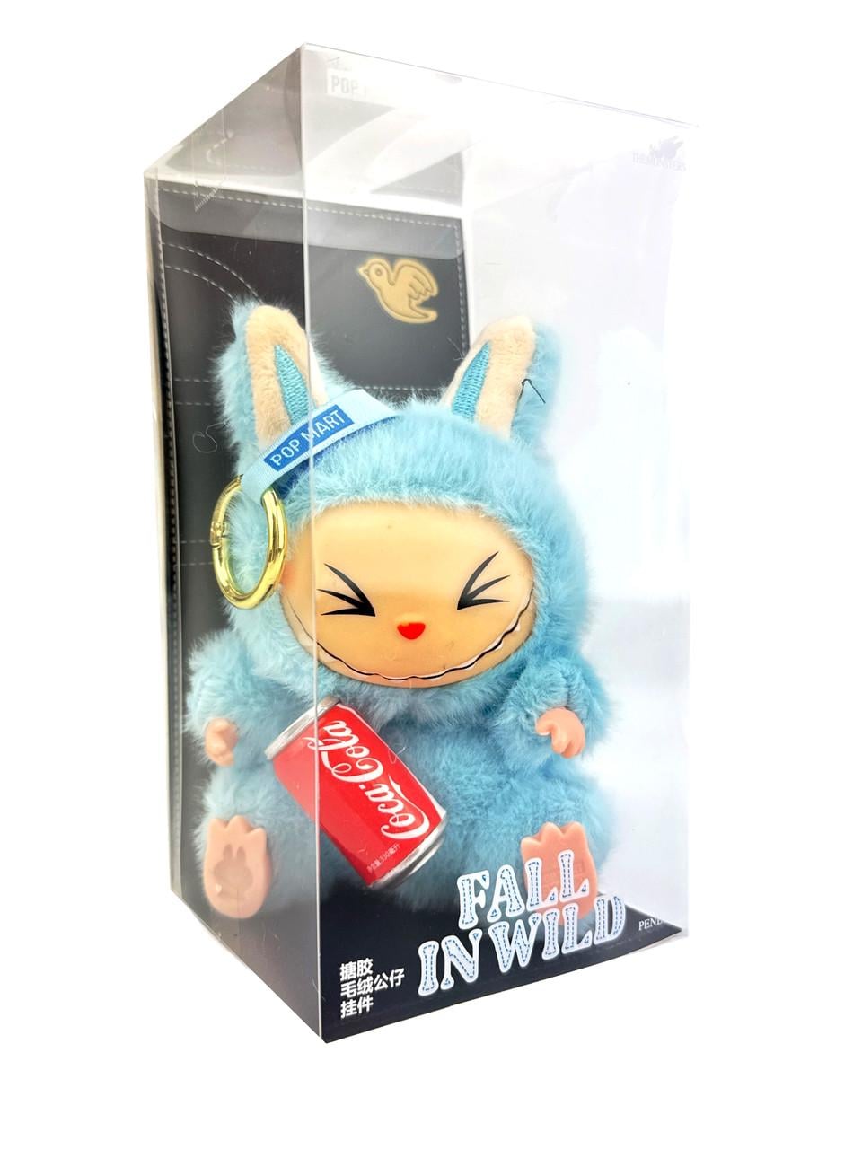 М'яка іграшка-брелок Лабубу з Кока-Колою 16 см Блакитний (27194838)