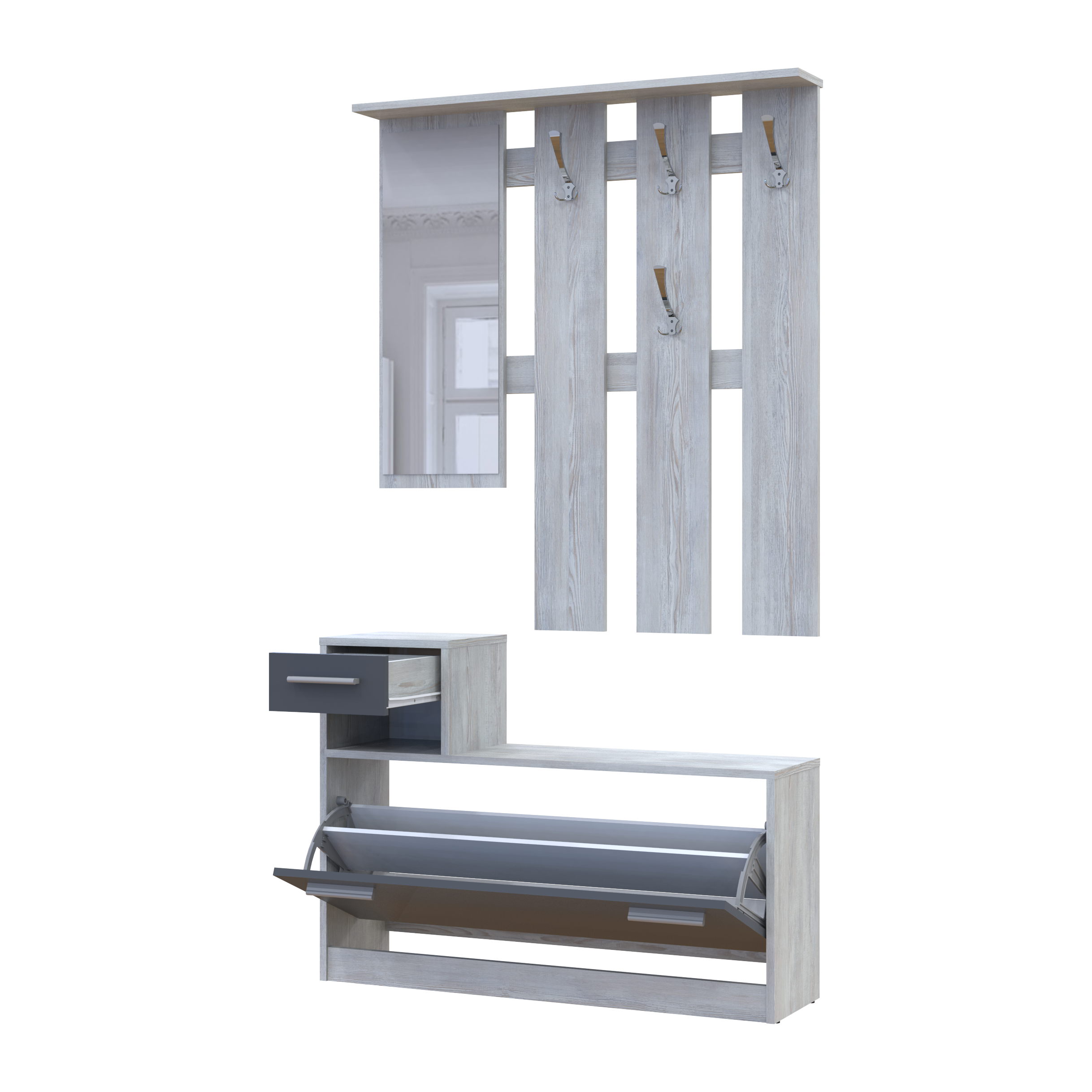 Прихожая Doros Alice 1 зеркало 100х27х182,9 см Сосна Натти/Графит (44900365)