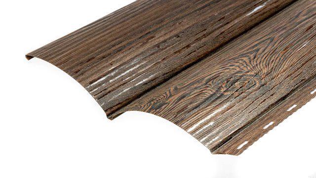 Сайдинг металлический блок-хаус 2-х сторонний 260х1000 мм 3-Д Темное дерево