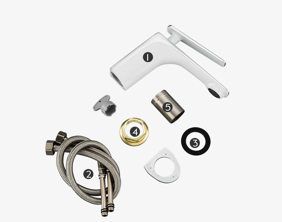 Змішувач для умивальника Frap H58 F1058 Білий/Хром - фото 6 Змішувач для умивальника Frap H58 F1058 Білий/Хром - фото 6