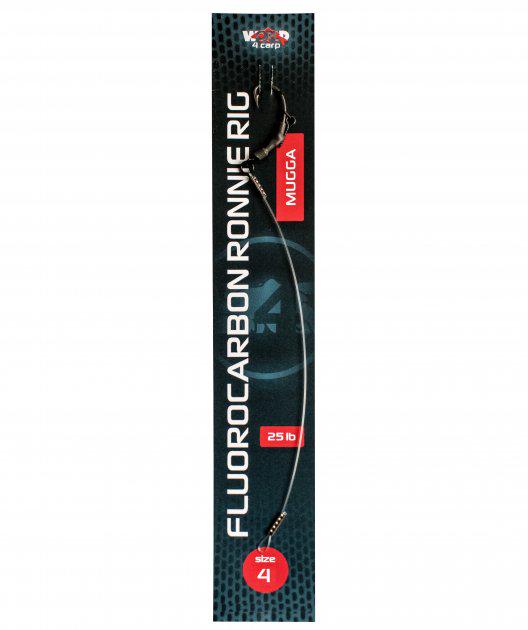 Готовий повідець World4Carp Fluorocarbon Ronnie Rig Mugga №4 гачок з флюорокарбону - фото 1