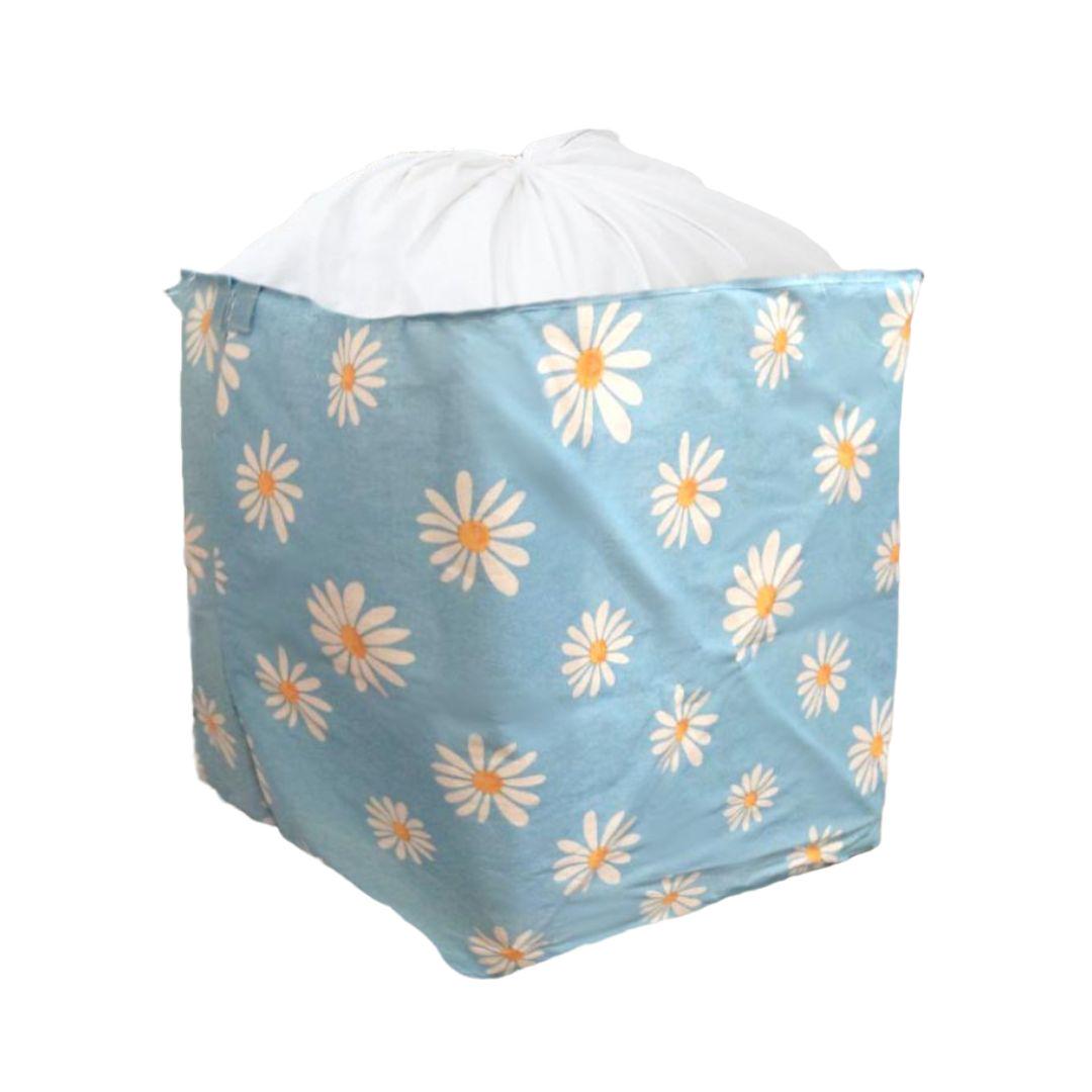 Мешок для хранения игрушек и белья с ручками с ромашками 50х40х50 см Голубой (ОДМ-116-39)