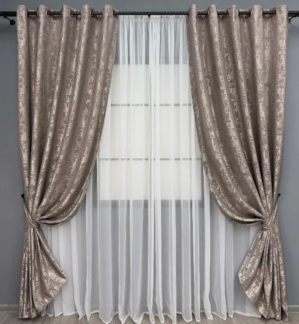 Комплект штор на люверсах Sultan YL жакард 1,5х2,5 м 2 шт. Какао (1669ш 37-0184) - фото 1 Комплект штор на люверсах Sultan YL жакард 1,5х2,5 м 2 шт. Какао (1669ш 37-0184) - фото 1