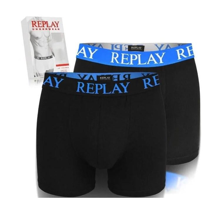 Труси-боксери чоловічі анатомічні Replay 2 шт. M Чорний/Синій (5876375) - фото 1 Труси-боксери чоловічі анатомічні Replay 2 шт. M Чорний/Синій (5876375) - фото 1