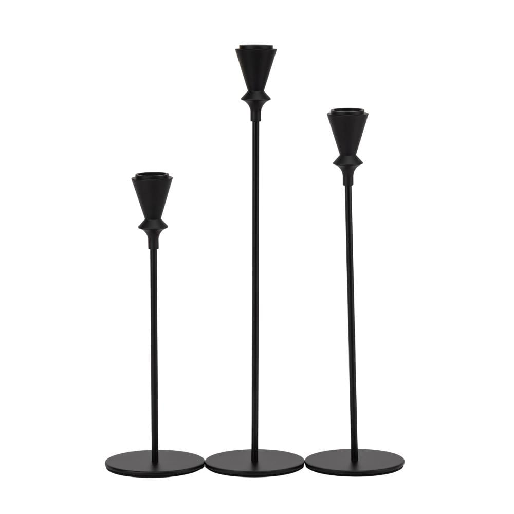 Набір підсвічників металевих Чорний мінімалізм 3 шт. 34х29х24 см Чорний (90805)