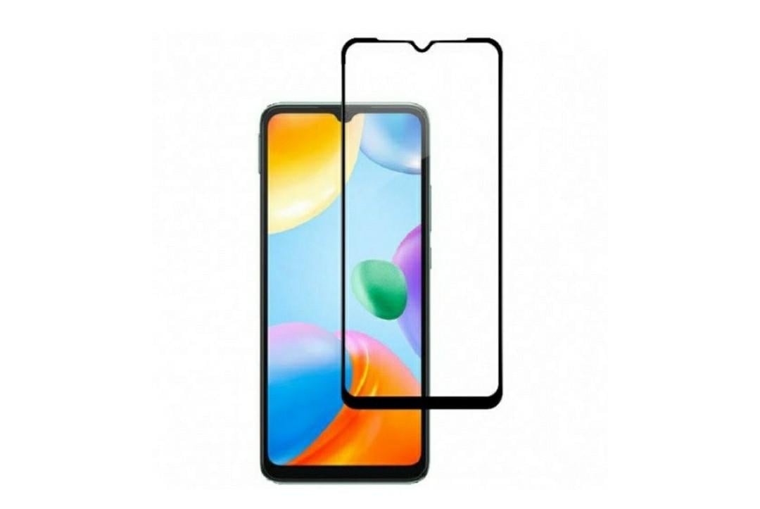 Загартоване захисне скло на Xiaomi Redmi 10C / Чорна рамка