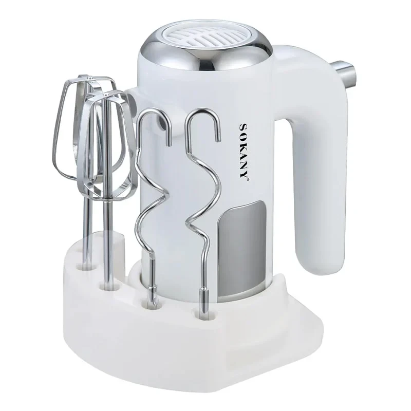 Миксер ручной Sokany SK-02025 2 насадки венчики и крюки для теста Белый (7384)