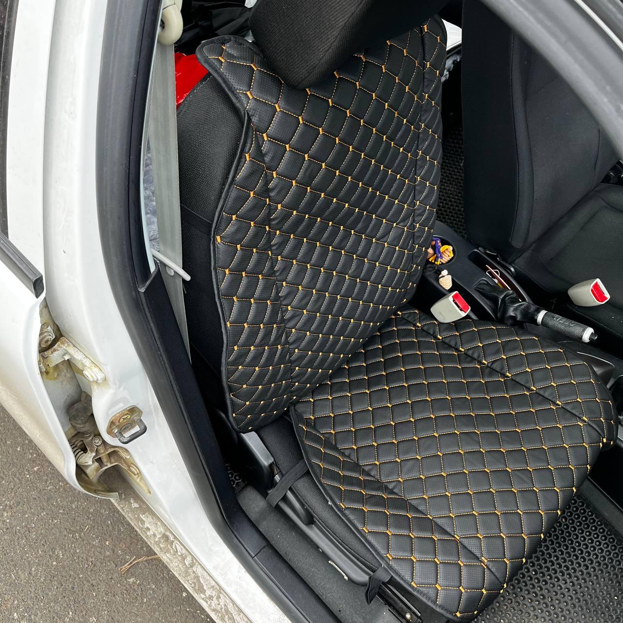 Накидка універсальна на переднє сидіння авто з екошкіри 1 шт. Чорний - фото 1