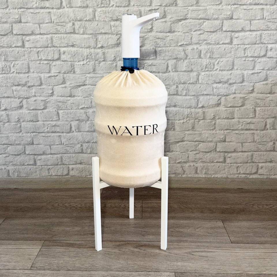 Комплект для бутылки 19 л Krei Aqua Set 3в1 подставка/чехол/насос Н 380 мм d 275 мм Белый (ПВК4005)