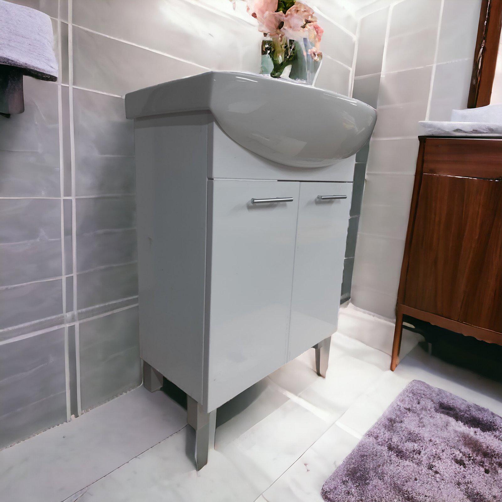 Тумба для ванной комнаты пластиковая The Mix 2.0 2 двери 55 см White (2411) - фото 4