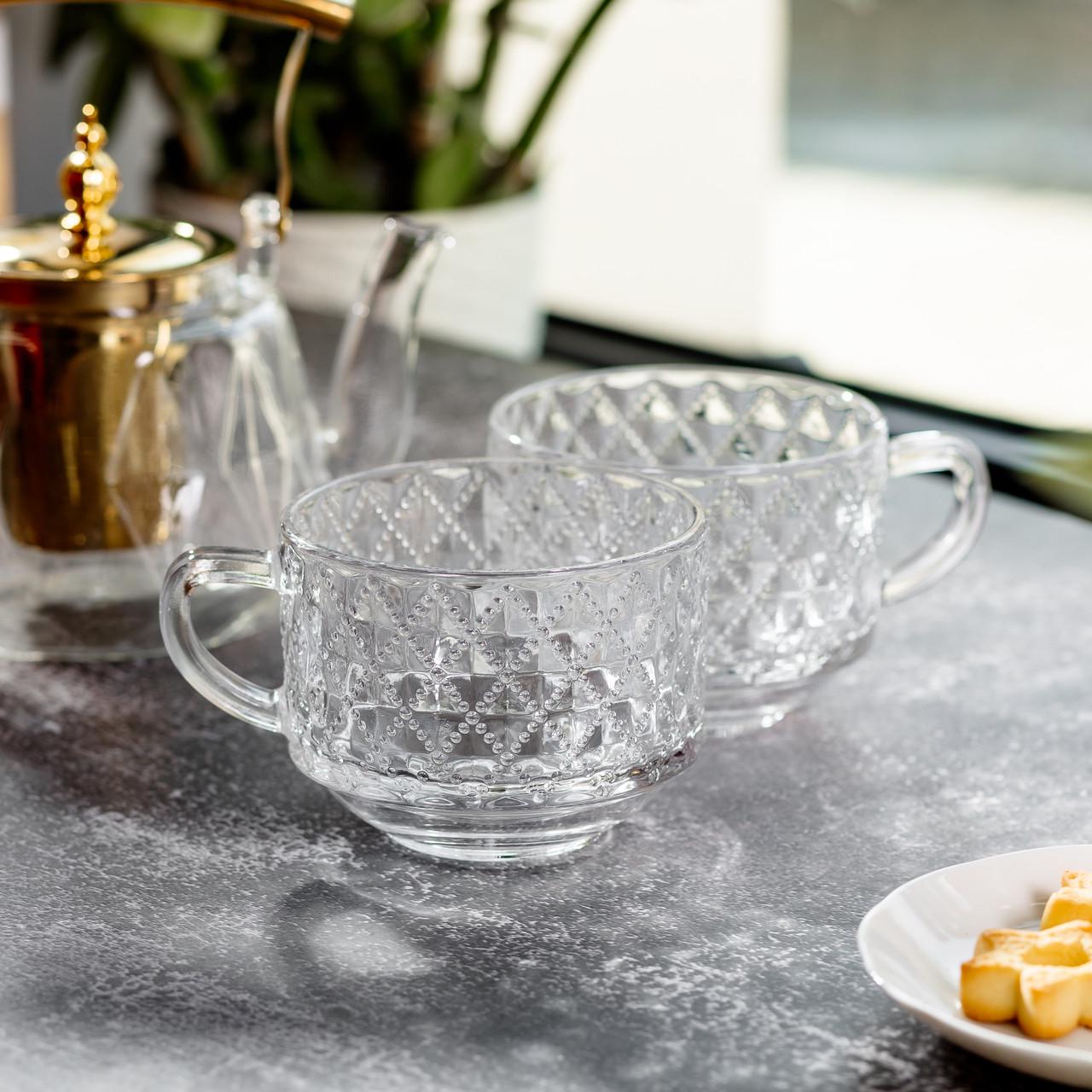 Набір чашок зі скла для чаю/кави 2 шт. 450 мл Прозорий - фото 4 Набір чашок зі скла для чаю/кави 2 шт. 450 мл Прозорий - фото 4