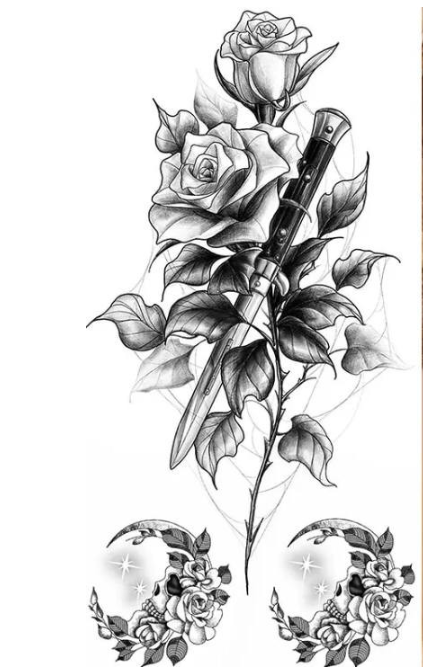 Тату тимчасове водостійке 3D велике Троянди BK-067 18х9 см (4419472) Тату тимчасове водостійке 3D велике Троянди BK-067 18х9 см (4419472)