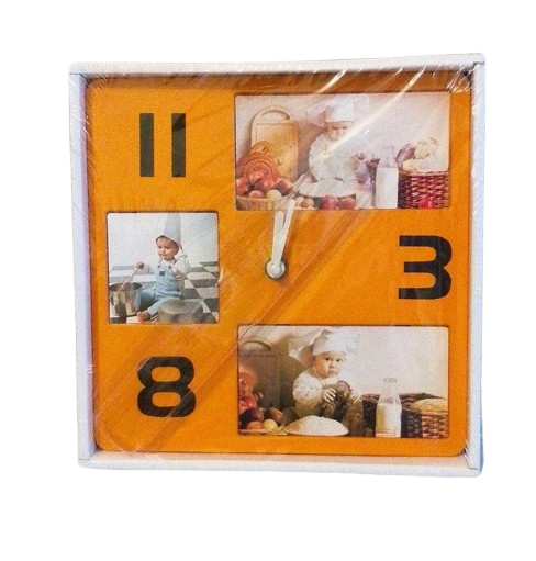 Годинник-фоторамка Clock квадрат 21,5x3,5x21,5 см Помаранчевий (3291)