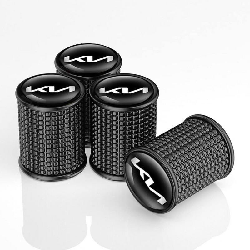 Набор защитных колпачков на ниппель SUNROZ Caps для Kia Lux Black Metal Киа NEW logo 4 шт. (A-67691)