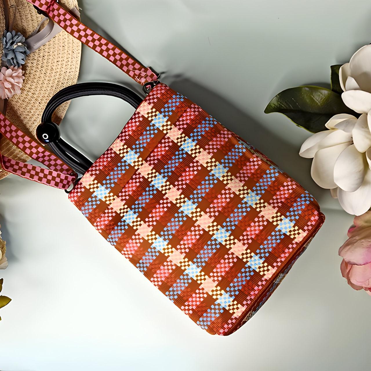 Мини-сумка текстильная Коричневый (25-552) - фото 2 Мини-сумка текстильная Коричневый (25-552) - фото 2