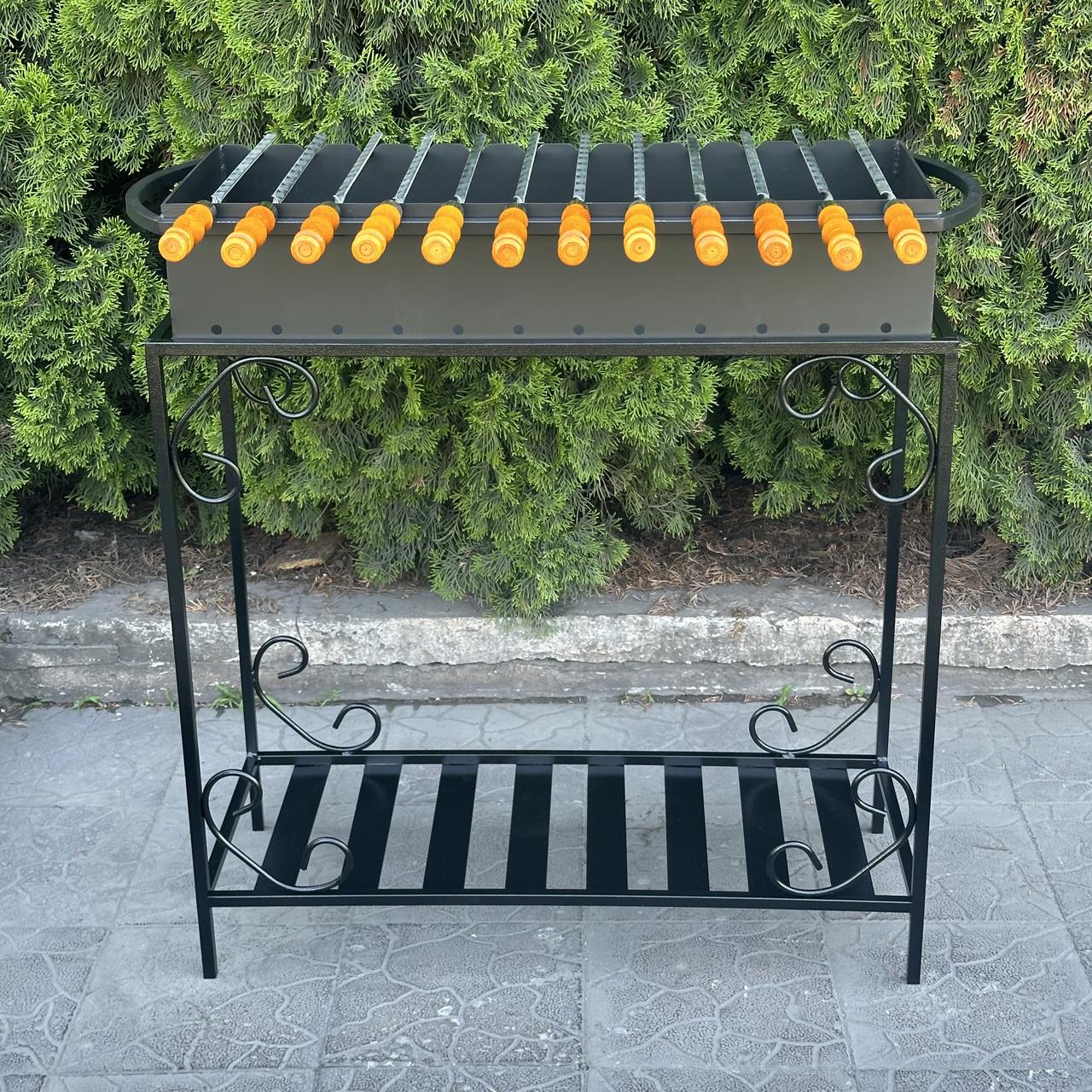 Мангал Metalzavod Гефест на 12 шампурів 3 мм на дровниці 99х36,5х94,5 см (MD12-3) - фото 5 Мангал Metalzavod Гефест на 12 шампурів 3 мм на дровниці 99х36,5х94,5 см (MD12-3) - фото 5