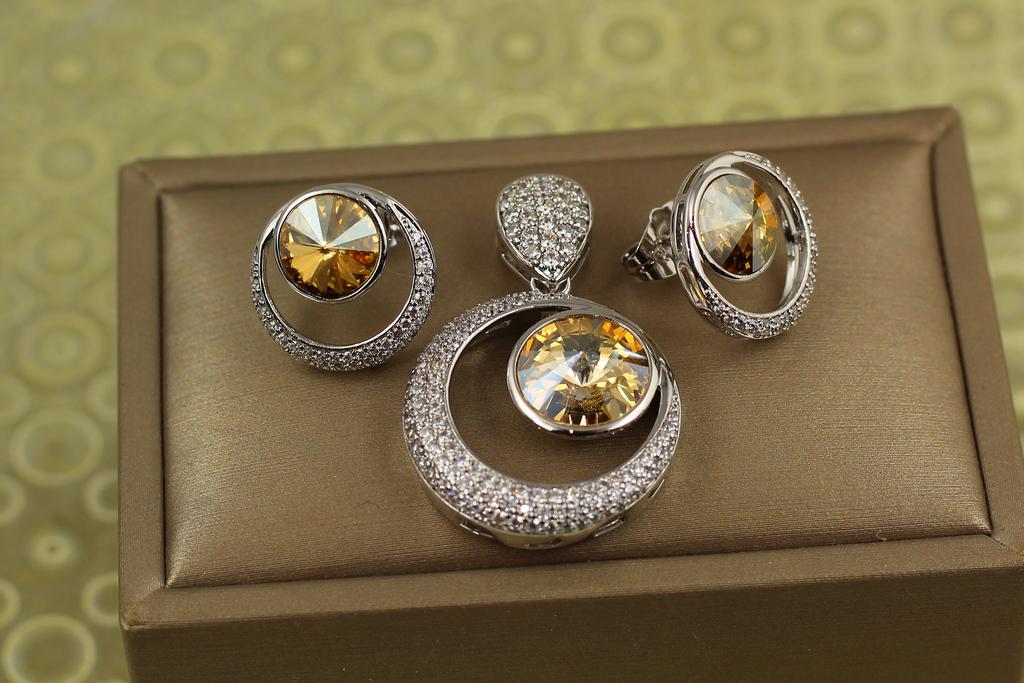 Набор Xuping Jewelry Хрустальный цвет Сваровски Серебристый