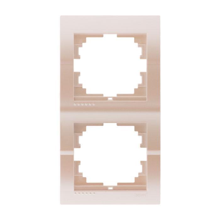 Рамка двомісна вертикальна Lezard Deriy без вставки Перлинно-білий (00000012323)