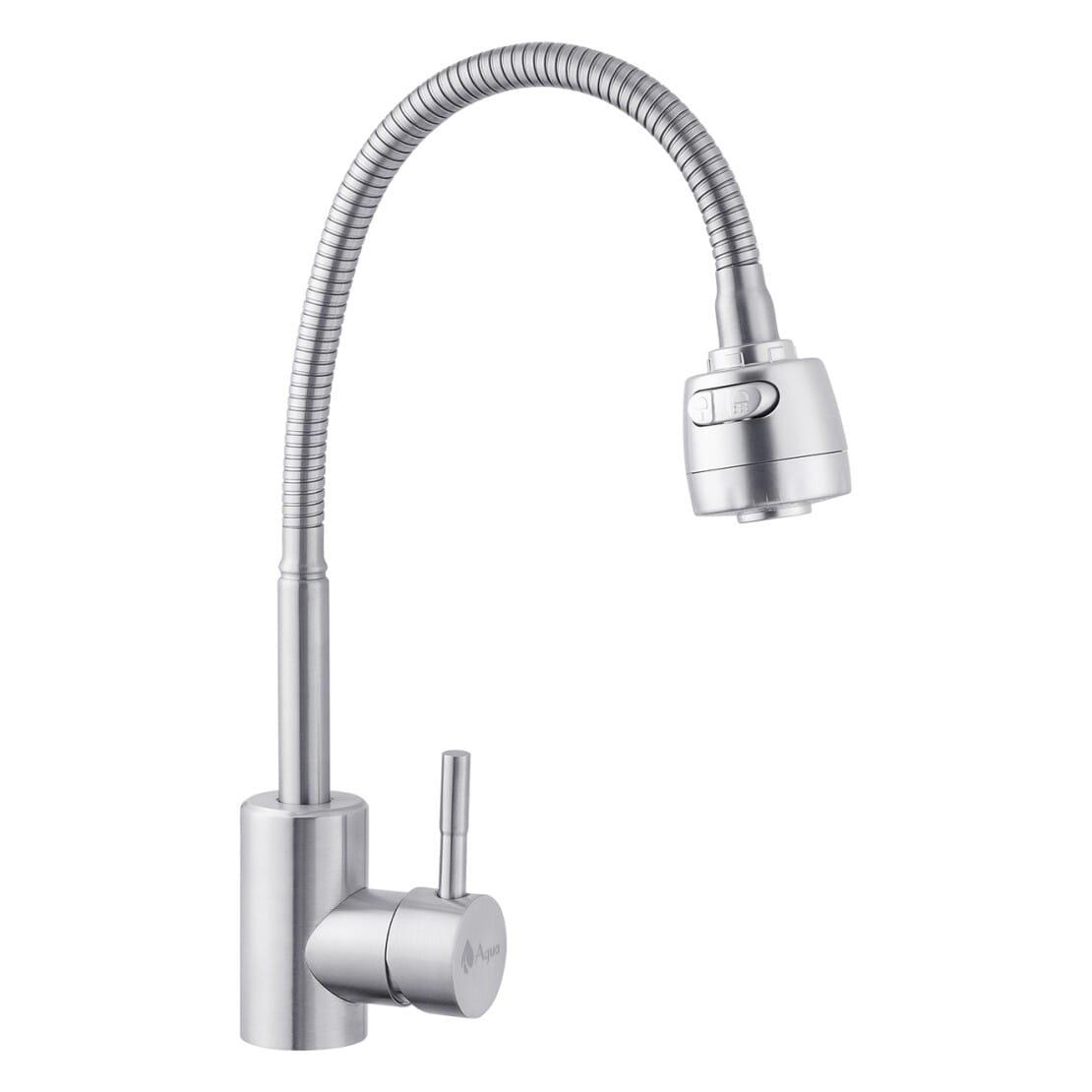 Смеситель для кухни Agua Acero INOX035-2 с гибким изливом Стальной (CV023291)