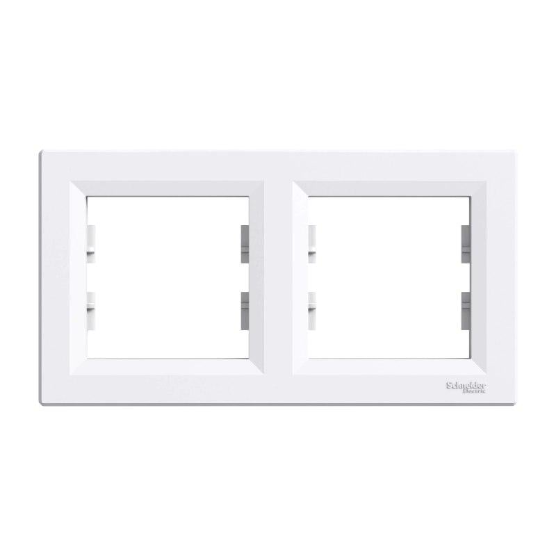 Рамка для розетки горизонтальна двомісна Schneider Asfora Білий (EPH5800221)