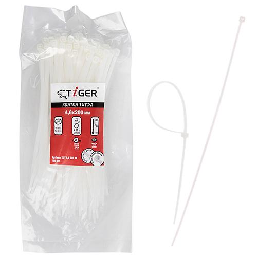 Хомут пластиковий Tiger ТСТ W4.6х200 100 шт. Білий (00000049837)