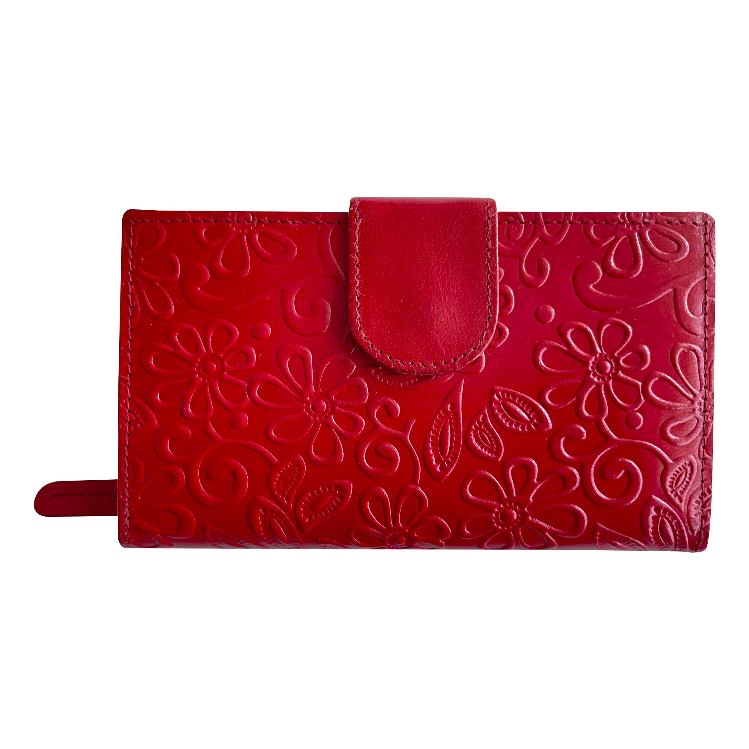 Кошелек кожаный женский Silk Route А-1937 Цветы и узоры Красный (13425242)