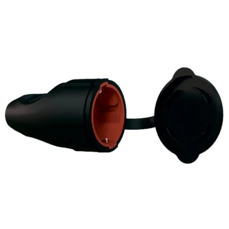 Гніздо Neomax з заземленням та кришкою каучук Чорний (NX2004)