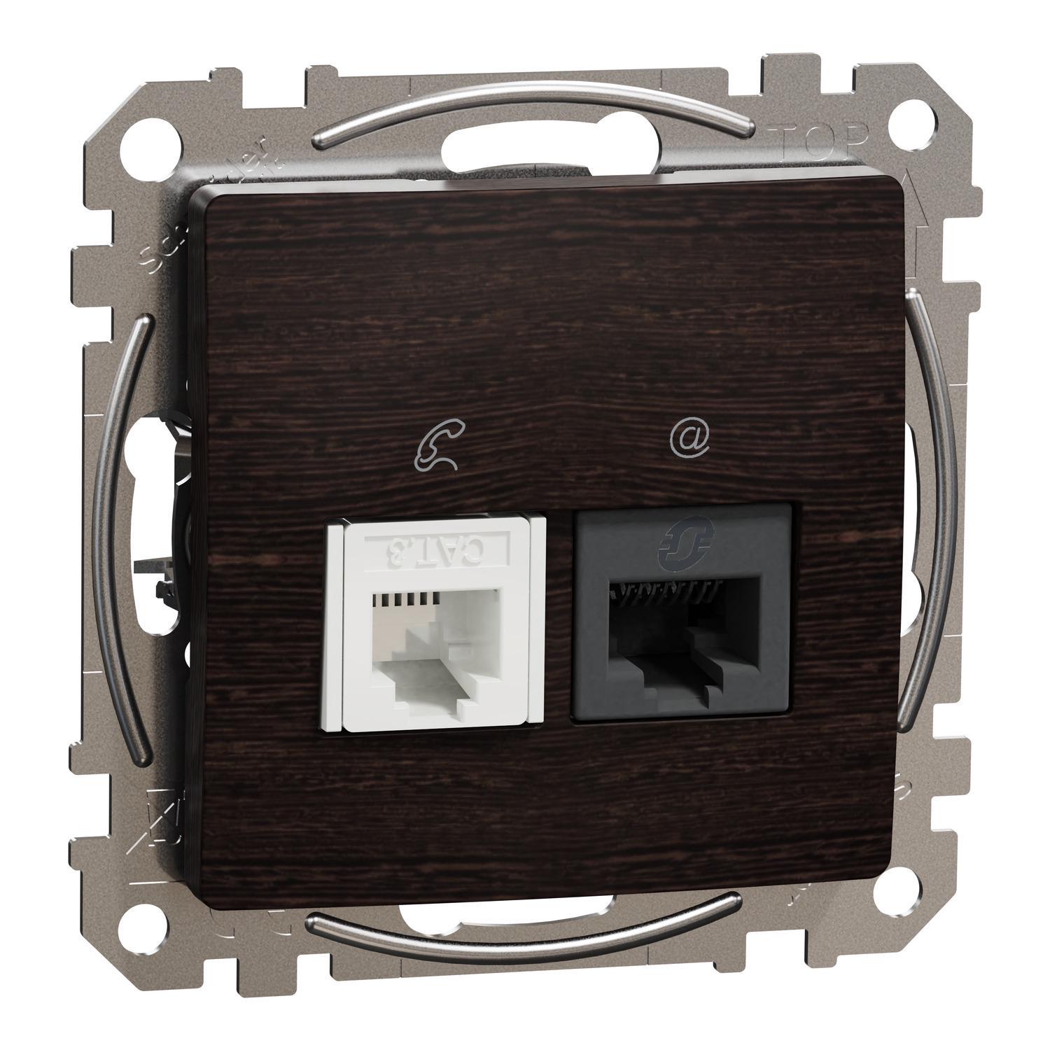 Розетка телекоммуникационная Sedna Design & Elements RJ45/RJ11 6UTP Венге (SDD181468)