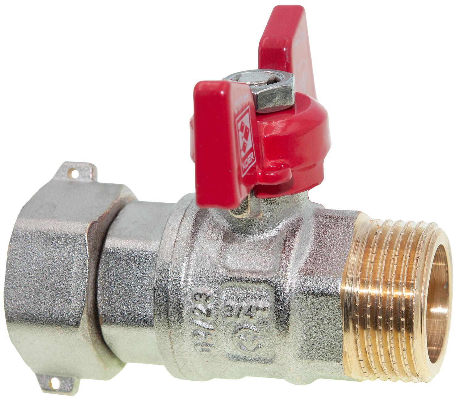 Кран шаровой с накидной гайкой прямой KOER KR.220 ВЗ 3/4" Красный (KR0165)