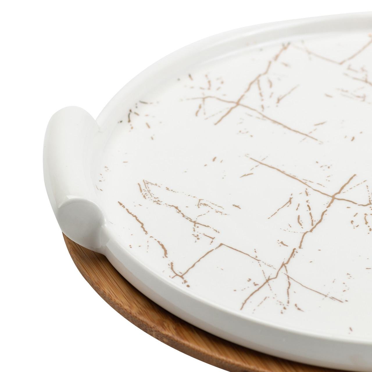 Тортовница керамическая со стеклянной крышкой на бамбуковой подставке HP1203 (A-032685) - фото 7 Тортовница керамическая со стеклянной крышкой на бамбуковой подставке HP1203 (A-032685) - фото 7