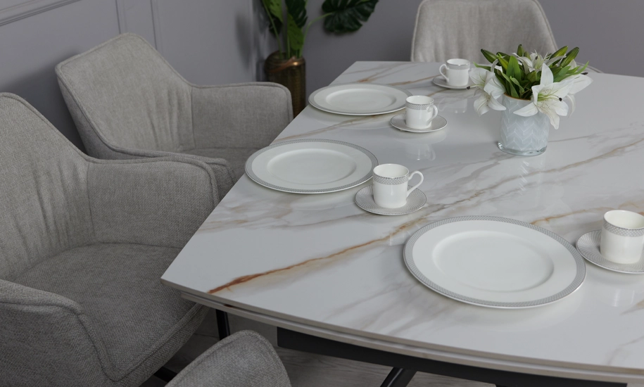 Стол Вираж черные ножки 1400/2000x900x750 мм Молочный глянец (2147486769) - фото 11