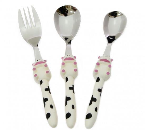 Набір дитячих столових приладів Fissman Корівка 3 пр. з ручкою із пластику (CY-3018.3)