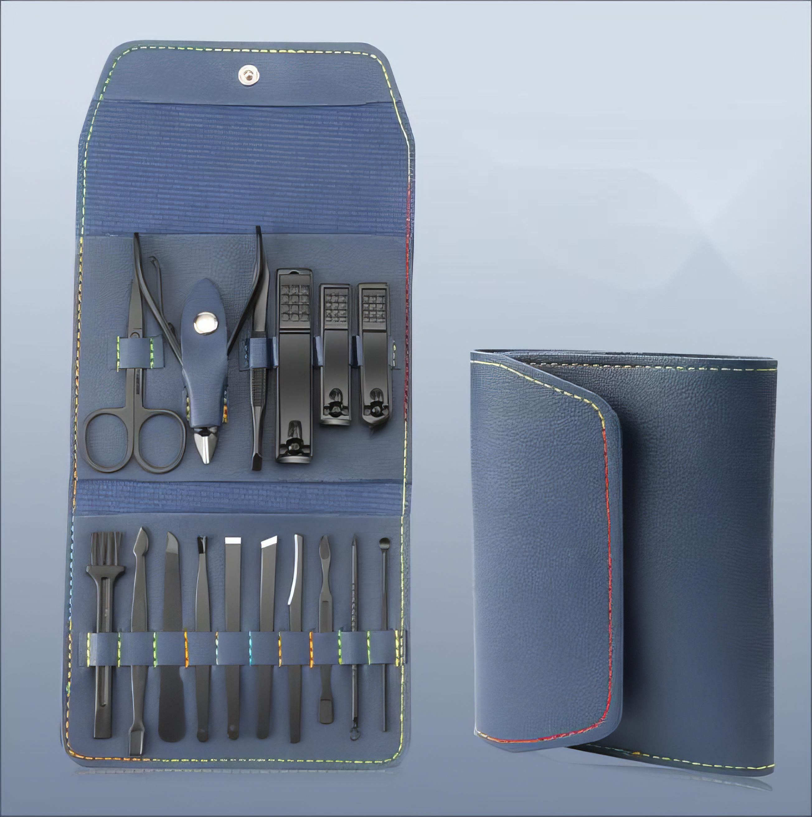 Набір інструментів для манікюру педикюру 16 шт. Синій - фото 3