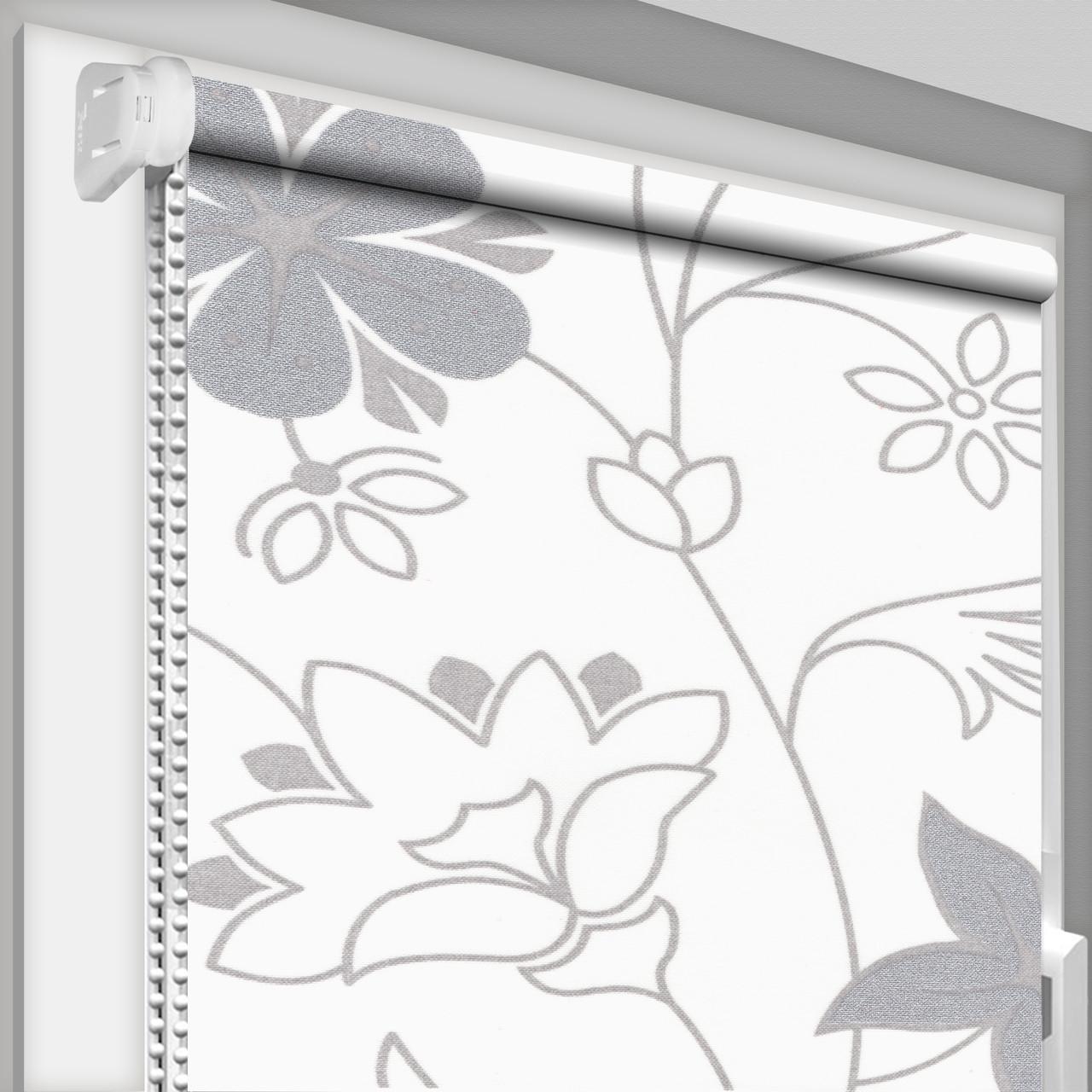 Рулонная штора DECO SHARM Цветы 5273-2 открытого типа 1800х1700 мм Белый