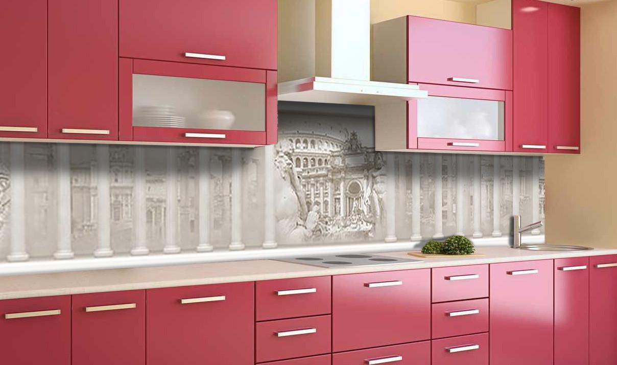 Кухонний фартух Античні колони із самоклеючої вінілової плівки 60х300 см Бежевий