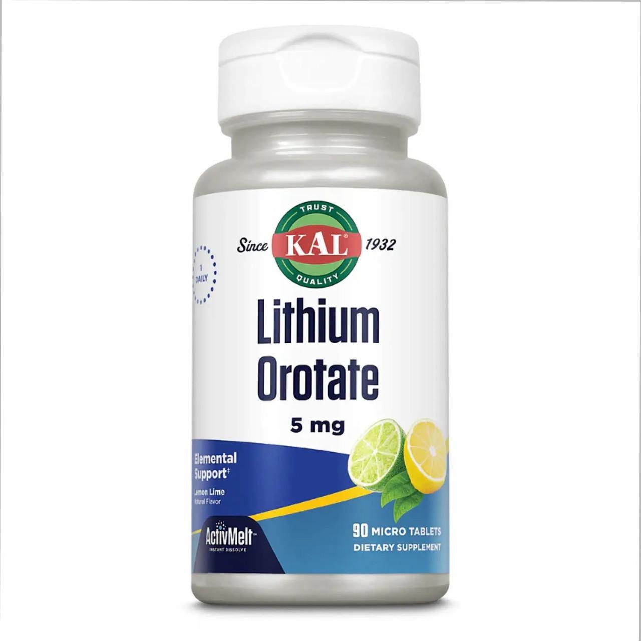 Оротат Лития KAL Lithium Orotate 5 мг хелатная форма для нервной системы 90 таблеток со вкусом лимона (2006964833)