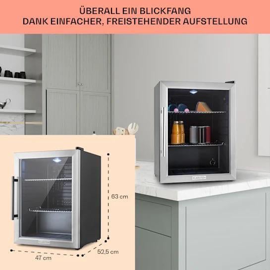 Холодильник-вітрина KLARSTEIN Beersafe панорамні скляні двері з нержавіючої сталі 2 полиці XXL 60 л (10027672) - фото 4