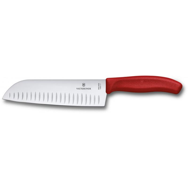 Кухонний ніж Victorinox Swiss Classic Santoku з рифленою ручкою 17 см Червоний (58-79-Vx68521.17B) - фото 2