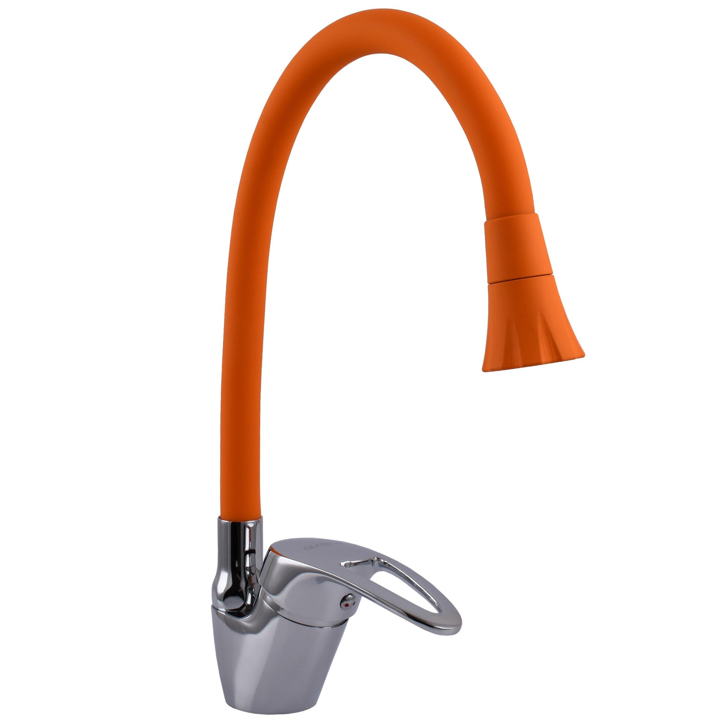 Змішувач для кухні Globus Lux Caprice 000031302 з гнучким виливом Помаранчевий (270044)