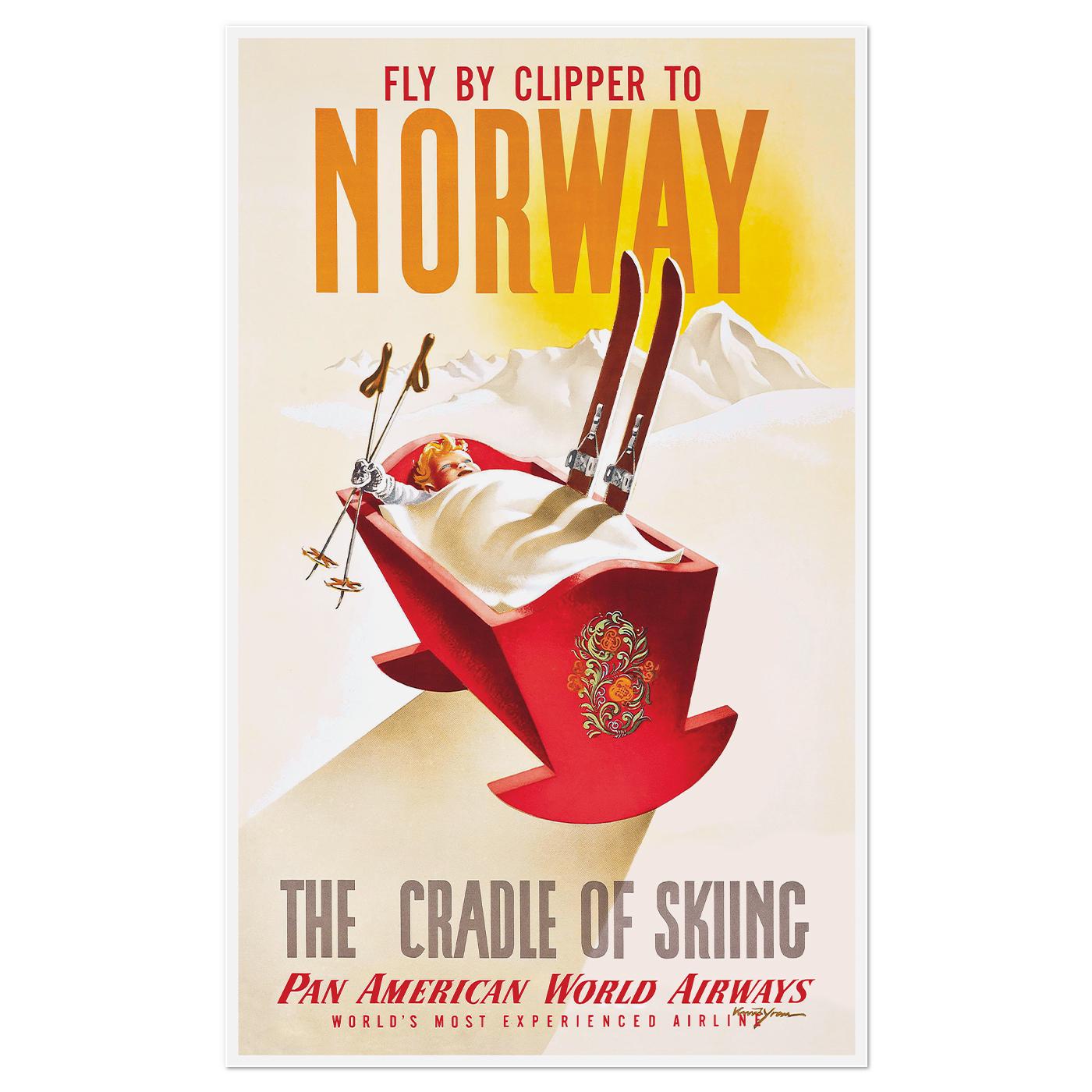 Плакат авіаційний Pan Am Норвегія 1951 53x86 см (0329)