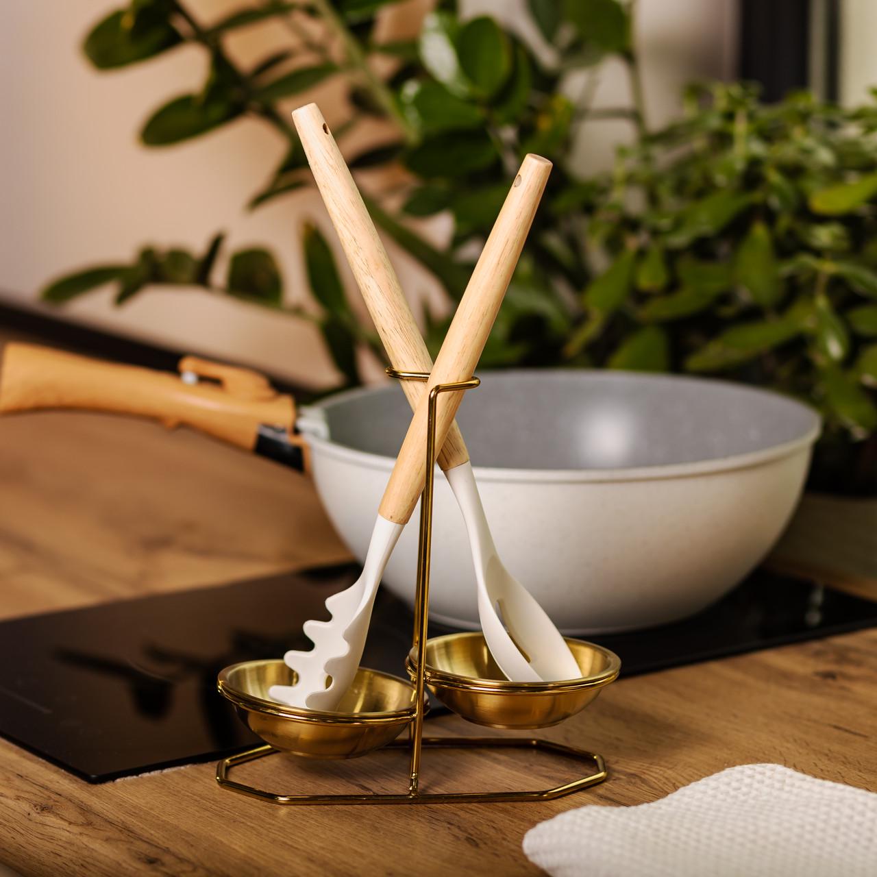 Підставка вертикальна для половника або ложок на 2 секції 20x12,5x19,5 см Золотий (25905614) - фото 11 Підставка вертикальна для половника або ложок на 2 секції 20x12,5x19,5 см Золотий (25905614) - фото 11