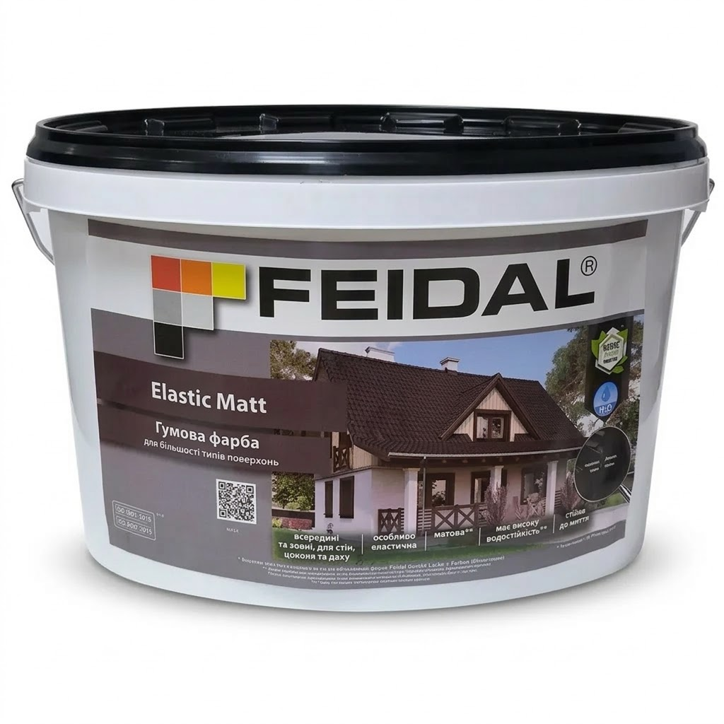 Фарба гумова водоемульсійна Feidal Elastic Matt 6 кг Коричневий RAL 8017 (2965818457)