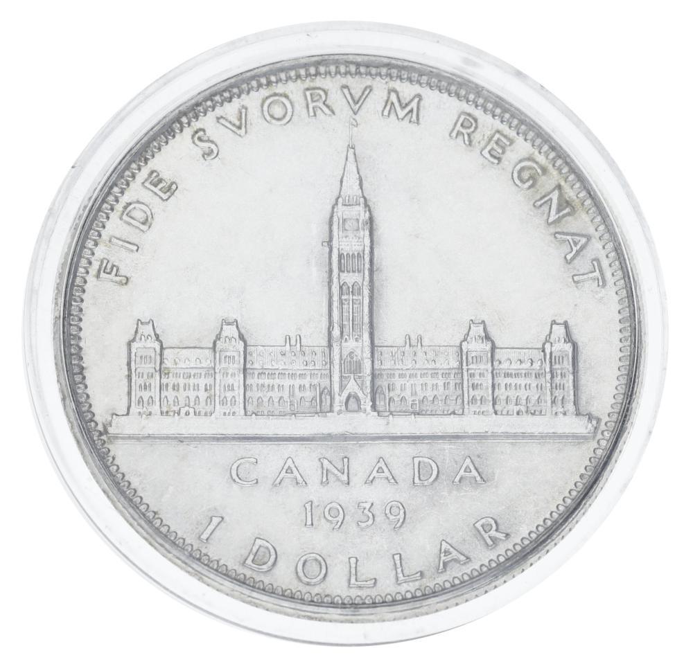 Коллекционная монета Канада 1 доллар 1939 серебро F-VF Королевский визит в Оттаву (М20804)