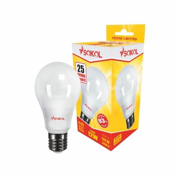 Светодиодная лампа Sokol A65 12W 220В E27 3000К (9.1.1.89479)