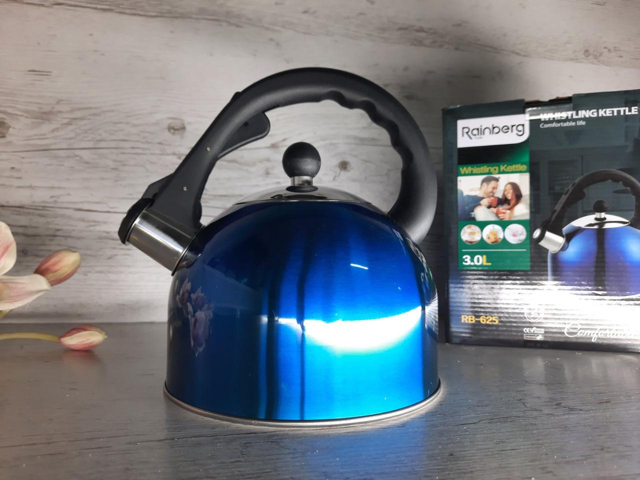 Чайник Rainberg RB-625 із свистком 3 л Синій - фото 8 Чайник Rainberg RB-625 із свистком 3 л Синій - фото 8